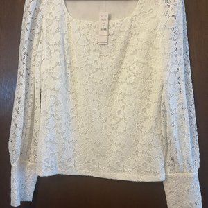 White House Black Market - White Lace Blouse, sz.L
